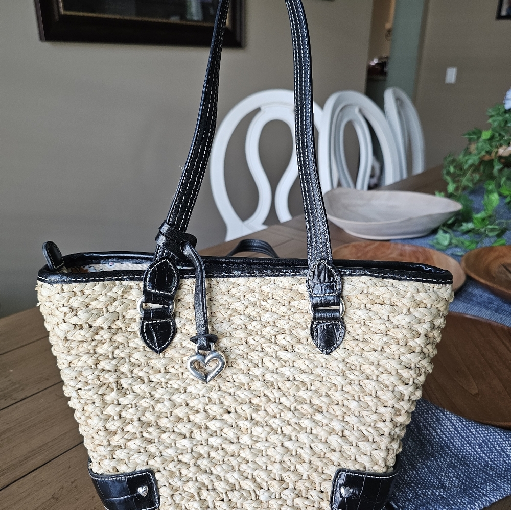 Brighton Straw Handbag with Leather Accents - Picture 2 of 16